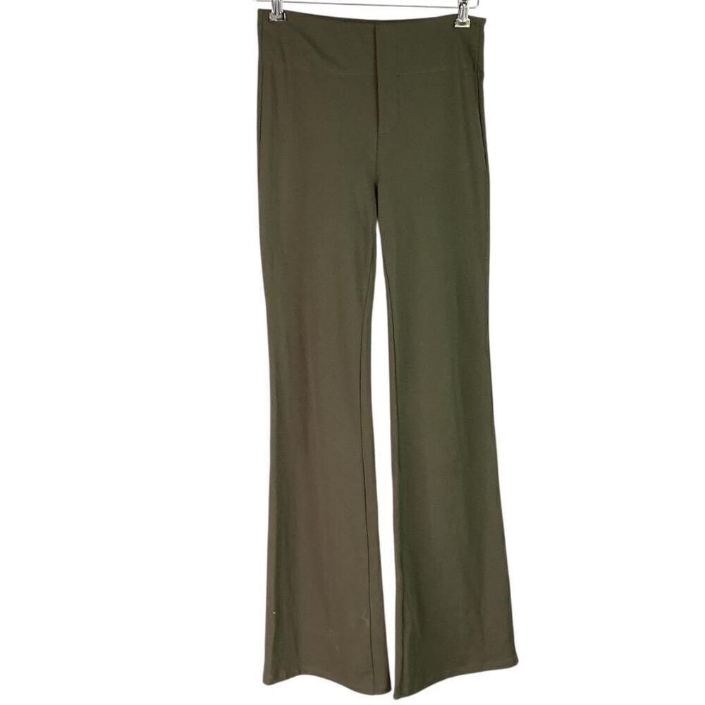 Halara Work Pants Womens S Green Flex High Waisted Back Pocket Slight Flare